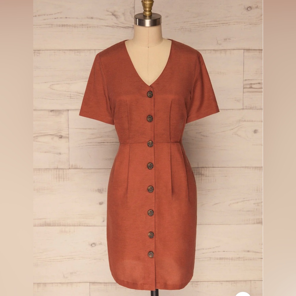 Rust button up dress - Picture 2 of 5